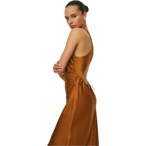 Reformation Anaiis Silk Dress | Copper 🕸Silk🕸 🔥🔥 Brand New 🔥🔥 - Picture 2 of 11